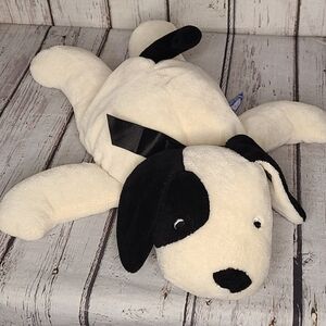 12" Vintage 1992 FLATOPUP Dog Puppy Plush North American Bear Co. Cream & Black